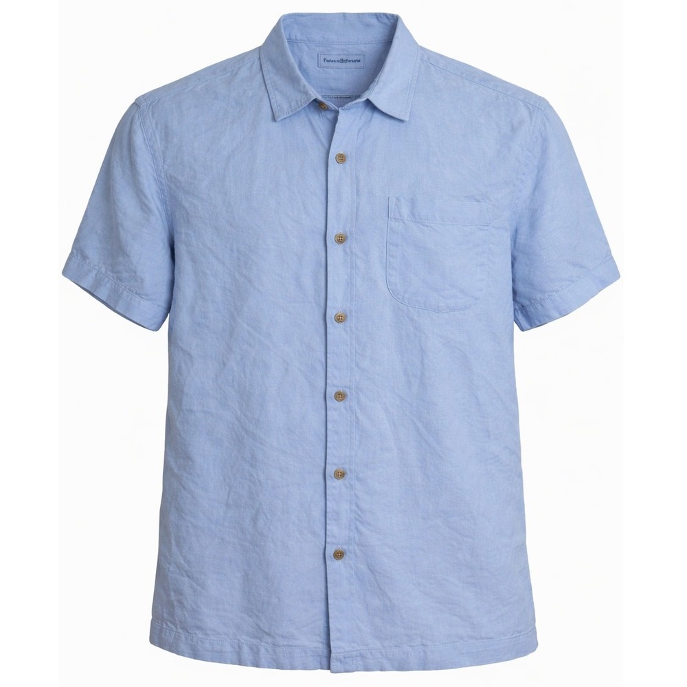 Tommy Bahama Silk Camp Shirt Jacquard Blue Button Up Short Sleeve Tropical XXL